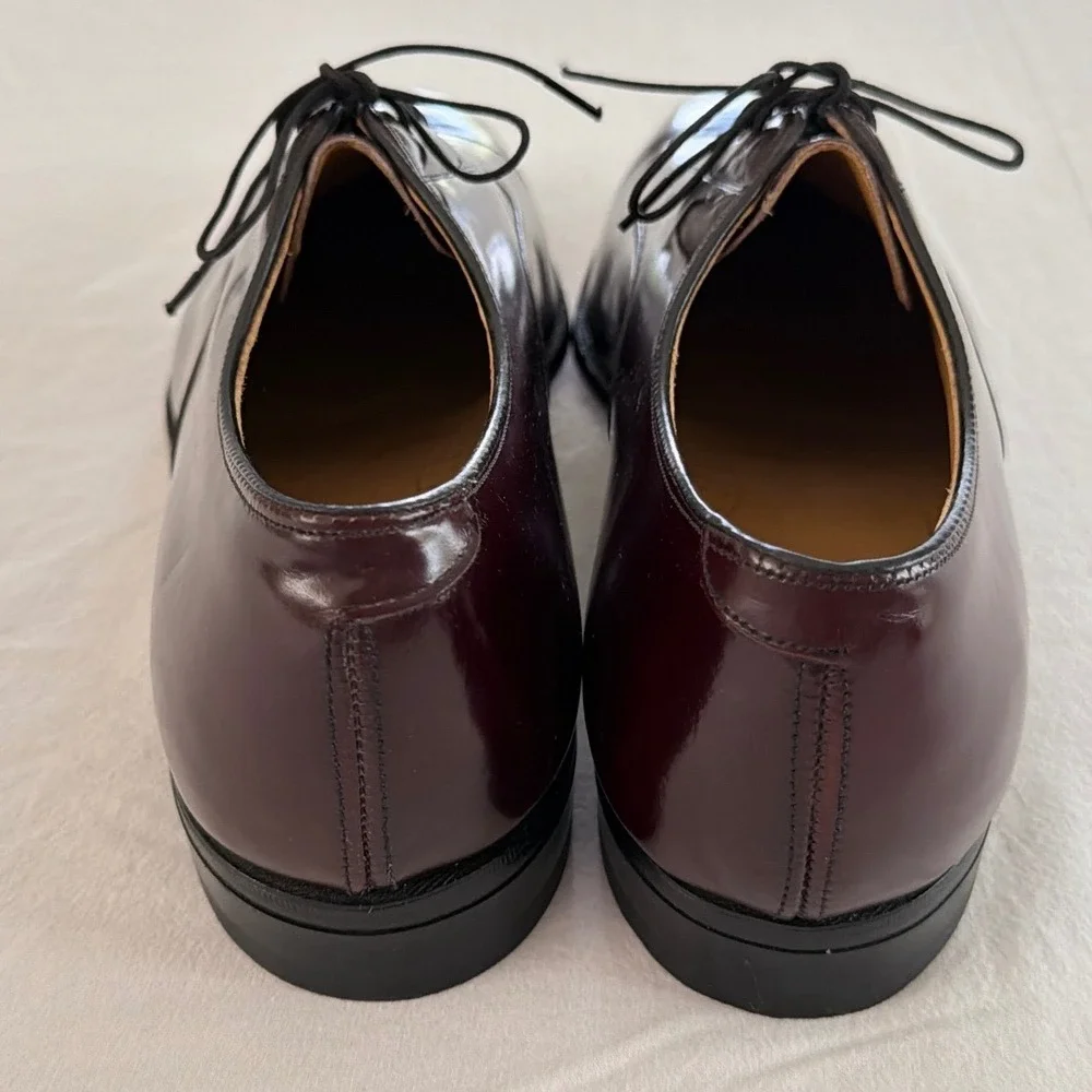 Johnston & Murphy Aristocraft Mens 10 B Burgundy Leather Cap Toe Oxford USA 8637